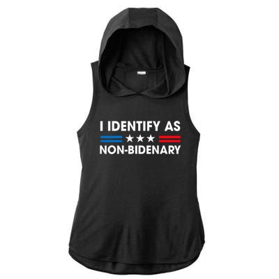 Non Bidenary Shirt I Identify As Non Bidenary Anti Biden American US Flag Ladies PosiCharge Tri-Blend Wicking Draft Hoodie Tank