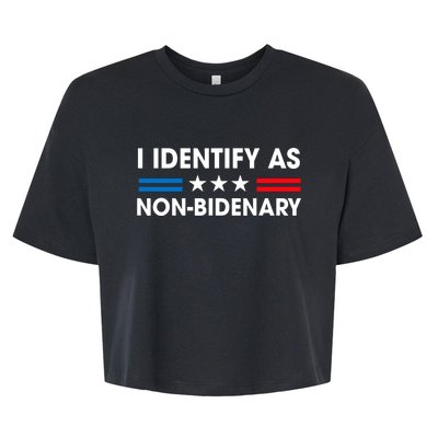 Non Bidenary Shirt I Identify As Non Bidenary Anti Biden American US Flag Bella+Canvas Jersey Crop Tee