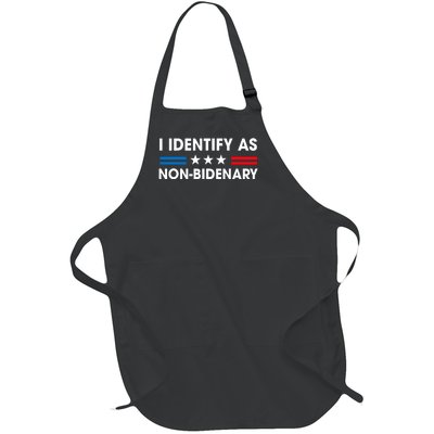 Non Bidenary Shirt I Identify As Non Bidenary Anti Biden American US Flag Full-Length Apron With Pockets