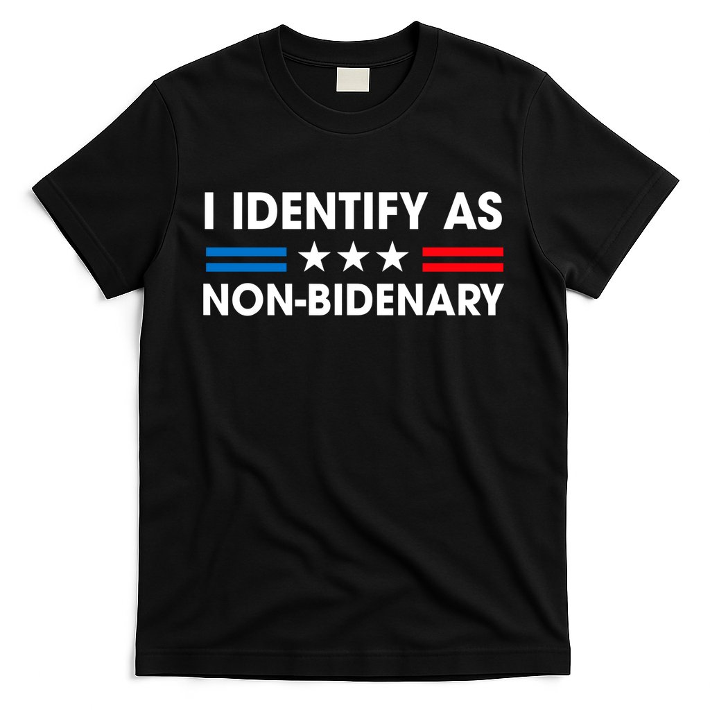 Non Bidenary Shirt I Identify As Non Bidenary Anti Biden American US Flag T-Shirt