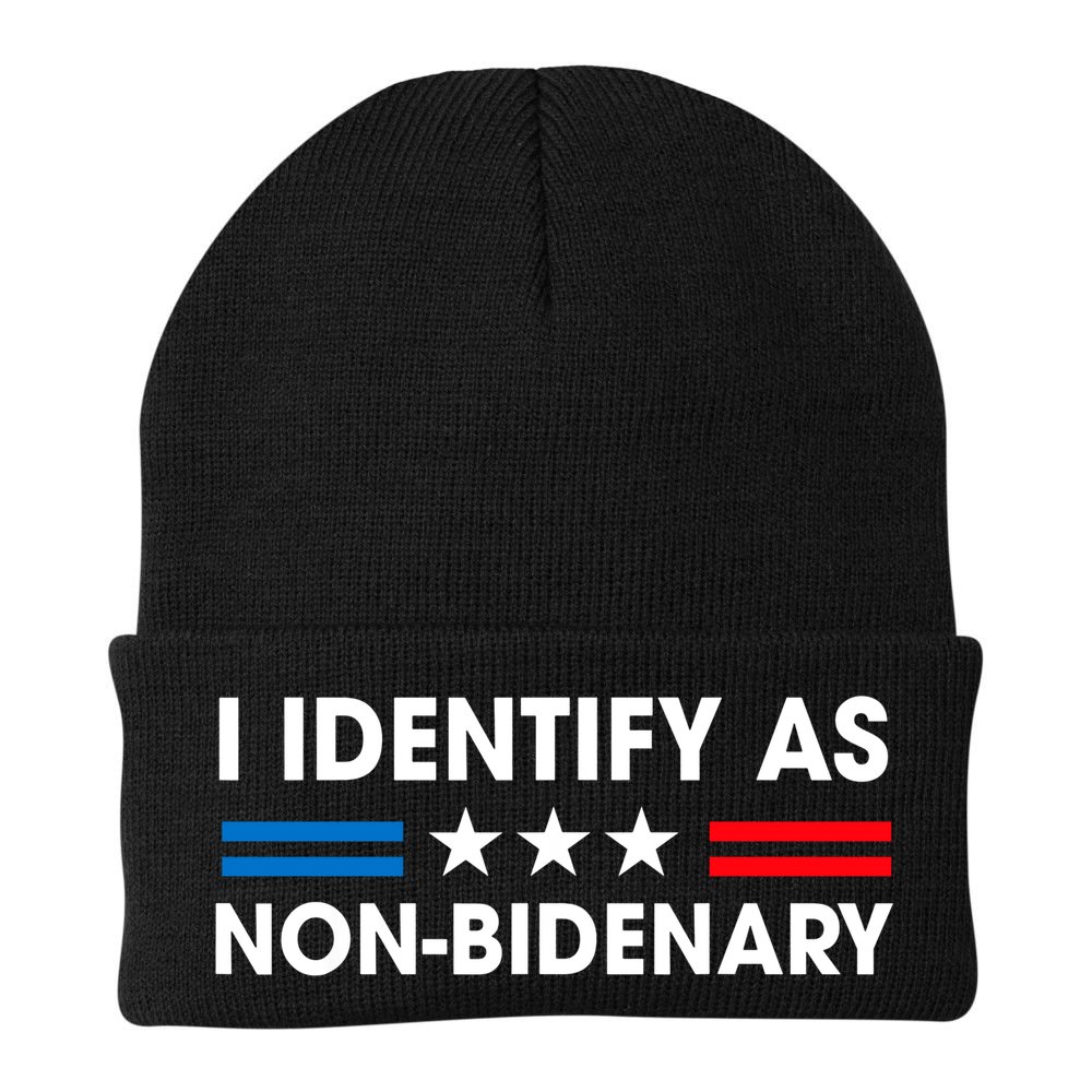 Non Bidenary Shirt I Identify As Non Bidenary Anti Biden American US Flag Beanie