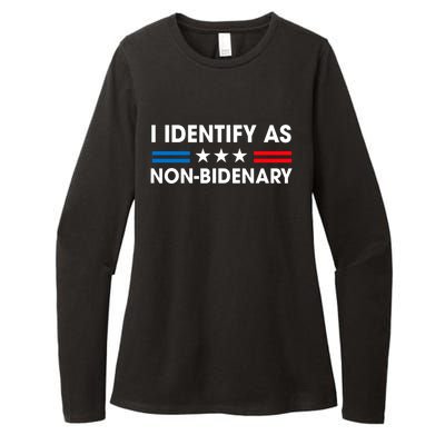 Non Bidenary Shirt I Identify As Non Bidenary Anti Biden American US Flag Womens CVC Long Sleeve Shirt