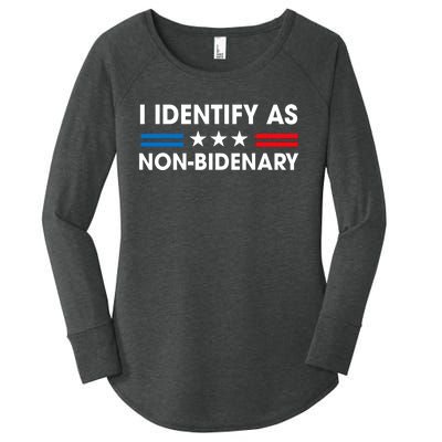 Non Bidenary Shirt I Identify As Non Bidenary Anti Biden American US Flag Women's Perfect Tri Tunic Long Sleeve Shirt