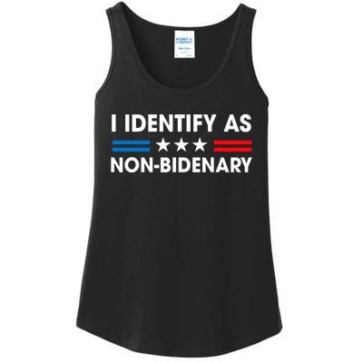 Non Bidenary Shirt I Identify As Non Bidenary Anti Biden American US Flag Ladies Essential Tank