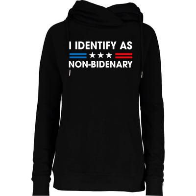 Non Bidenary Shirt I Identify As Non Bidenary Anti Biden American US Flag Womens Funnel Neck Pullover Hood