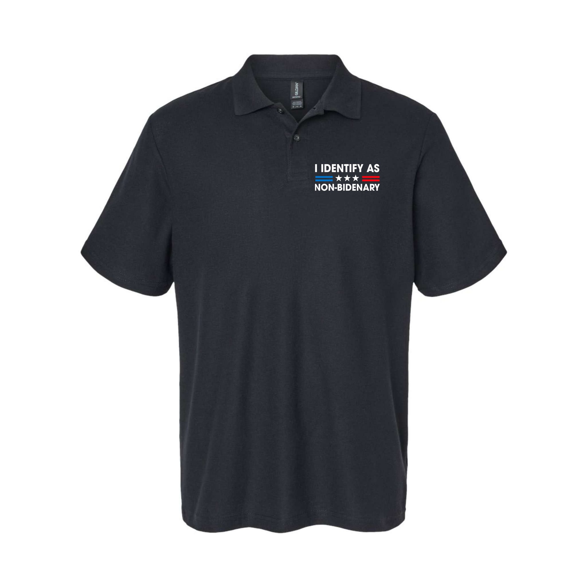 Non Bidenary Shirt I Identify As Non Bidenary Anti Biden American US Flag Polo