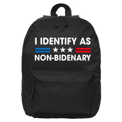 Non Bidenary Shirt I Identify As Non Bidenary Anti Biden American US Flag 16 in Basic Backpack