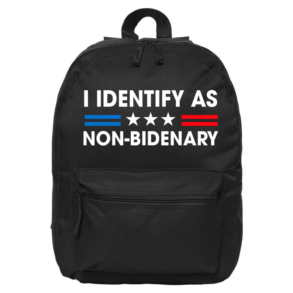 Non Bidenary Shirt I Identify As Non Bidenary Anti Biden American US Flag 16 in Basic Backpack