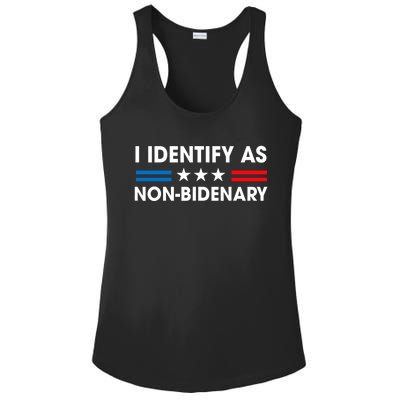 Non Bidenary Shirt I Identify As Non Bidenary Anti Biden American US Flag Ladies PosiCharge Competitor Racerback Tank