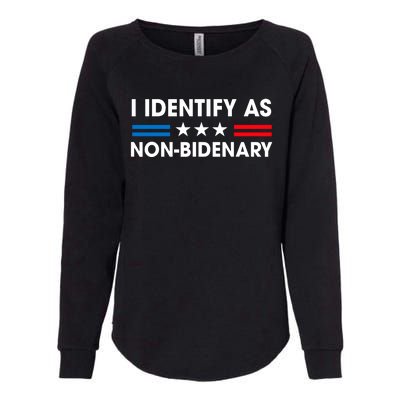 Non Bidenary Shirt I Identify As Non Bidenary Anti Biden American US Flag Womens California Wash Sweatshirt