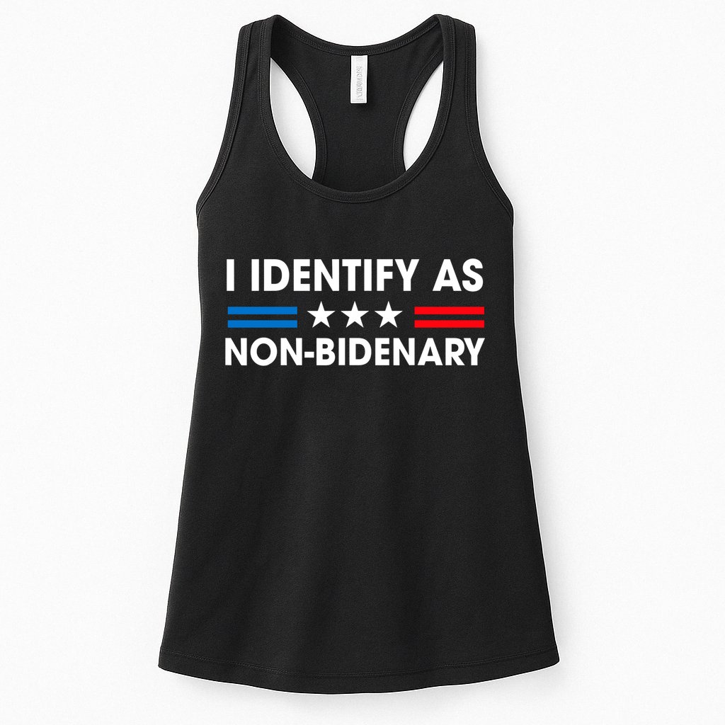 Non Bidenary Shirt I Identify As Non Bidenary Anti Biden American US Flag Womens Tank Top