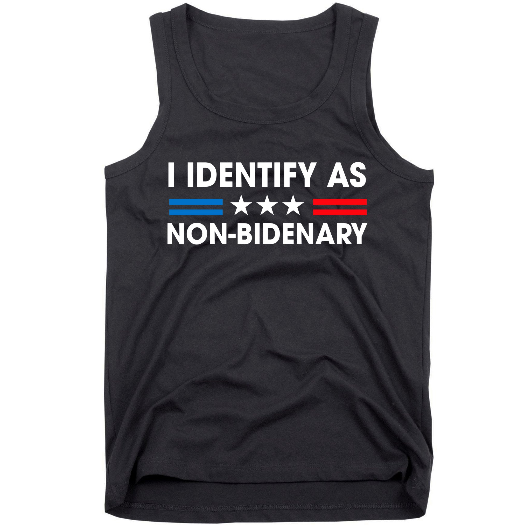 Non Bidenary Shirt I Identify As Non Bidenary Anti Biden American US Flag Tank Top
