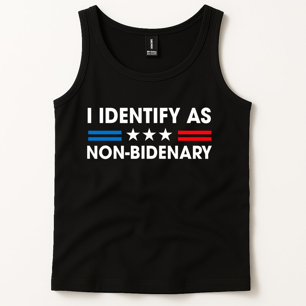 Non Bidenary Shirt I Identify As Non Bidenary Anti Biden American US Flag Tank Top