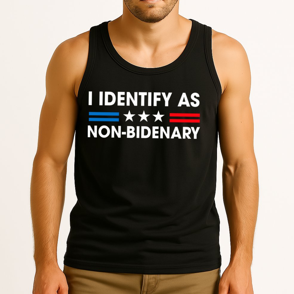 Non Bidenary Shirt I Identify As Non Bidenary Anti Biden American US Flag Tank Top
