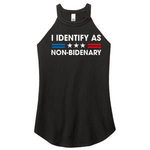 Non Bidenary Shirt I Identify As Non Bidenary Anti Biden American US Flag Women's Perfect Tri Rocker Tank