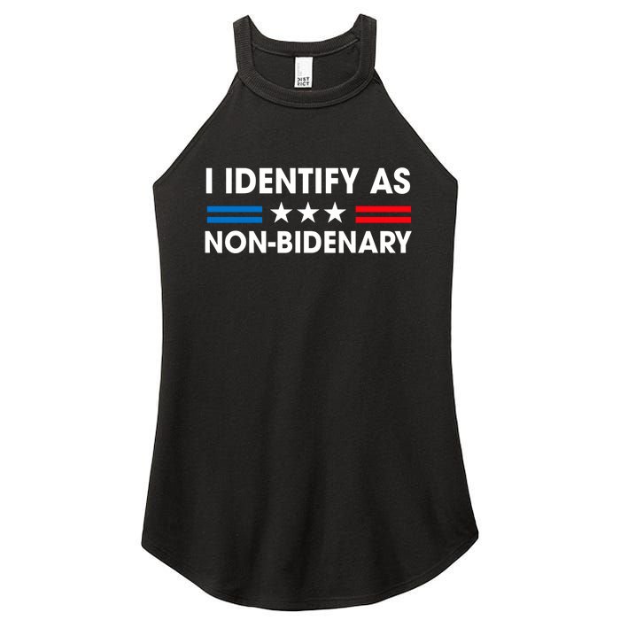 Non Bidenary Shirt I Identify As Non Bidenary Anti Biden American US Flag Women's Perfect Tri Rocker Tank