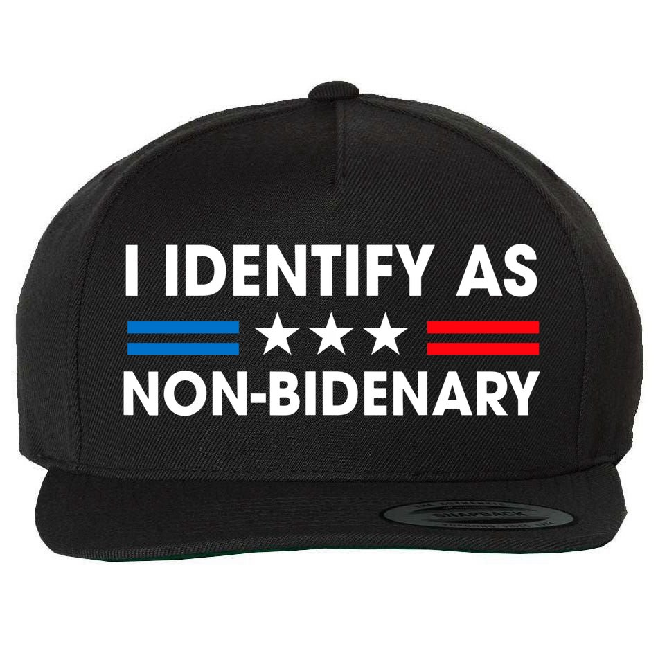 Non Bidenary Shirt I Identify As Non Bidenary Anti Biden American US Flag Wool Snapback Cap
