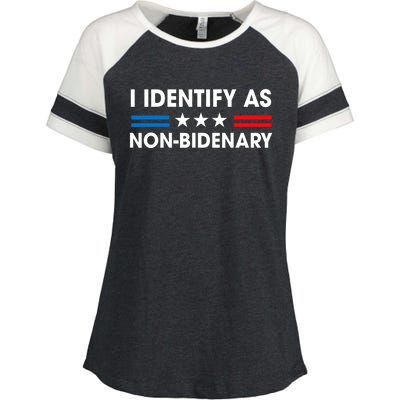 Non Bidenary Shirt I Identify As Non Bidenary Anti Biden American US Flag Enza Ladies Jersey Colorblock Tee