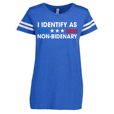 Non Bidenary Shirt I Identify As Non Bidenary Anti Biden American US Flag Enza Ladies Jersey Football T-Shirt