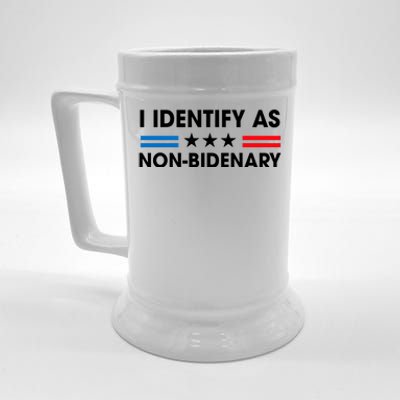 Non Bidenary Shirt I Identify As Non Bidenary Anti Biden American US Flag Beer Stein