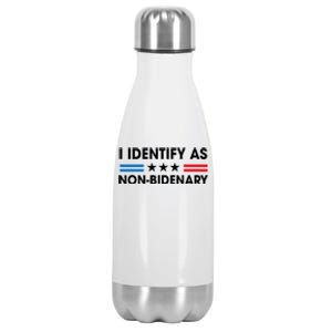 Non Bidenary Shirt I Identify As Non Bidenary Anti Biden American US Flag Stainless Steel Insulated Water Bottle