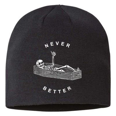 Never Better Skull Skeleton In The Coffin Halloween Sustainable Beanie