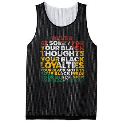 Never Be Sorry Black History Month Juneteenth African Gifts Mesh Reversible Basketball Jersey Tank