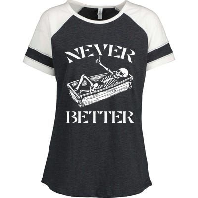 Never Better Skeleton Enza Ladies Jersey Colorblock Tee