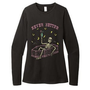 Never Better Skeletons Relaxing In Coffin Night Womens CVC Long Sleeve Shirt