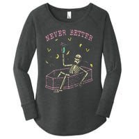 Never Better Skeletons Relaxing In Coffin Night Women's Perfect Tri Tunic Long Sleeve Shirt