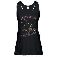 Never Better Skeletons Relaxing In Coffin Night Ladies Essential Flowy Tank