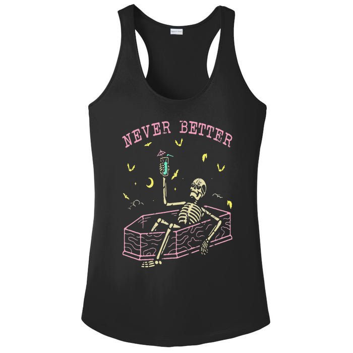 Never Better Skeletons Relaxing In Coffin Night Ladies PosiCharge Competitor Racerback Tank