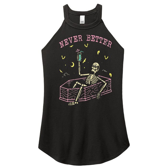 Never Better Skeletons Relaxing In Coffin Night Women's Perfect Tri Rocker Tank