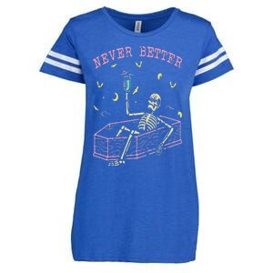 Never Better Skeletons Relaxing In Coffin Night Enza Ladies Jersey Football T-Shirt