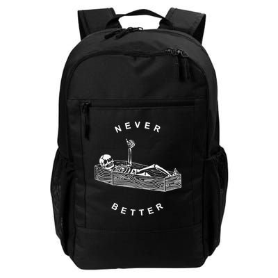 Never Better Skull Skeleton In The Coffin Halloween Backpack