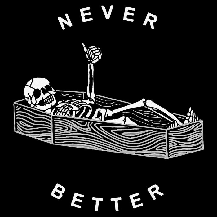 Never Better Skull Skeleton In The Coffin Halloween Drawstring Bag