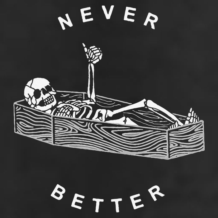 Never Better Skull Skeleton In The Coffin Halloween Large Microfiber Waffle Golf Towel
