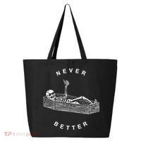 Never Better Skull Skeleton In The Coffin Halloween 25L Jumbo Tote
