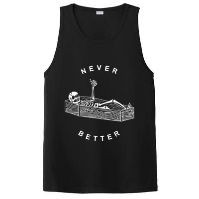 Never Better Skull Skeleton In The Coffin Halloween PosiCharge Competitor Tank