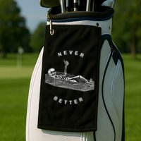 Never Better Skull Skeleton In The Coffin Halloween Golf Towel