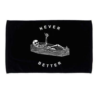 Never Better Skull Skeleton In The Coffin Halloween Microfiber Hand Towel