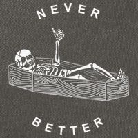 Never Better Skull Skeleton In The Coffin Halloween Cotton Canvas Backpack