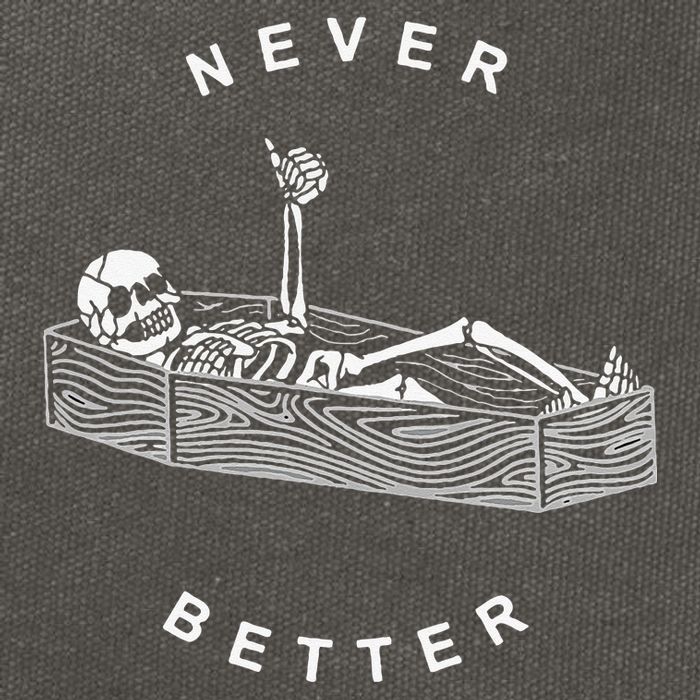 Never Better Skull Skeleton In The Coffin Halloween Cotton Canvas Backpack