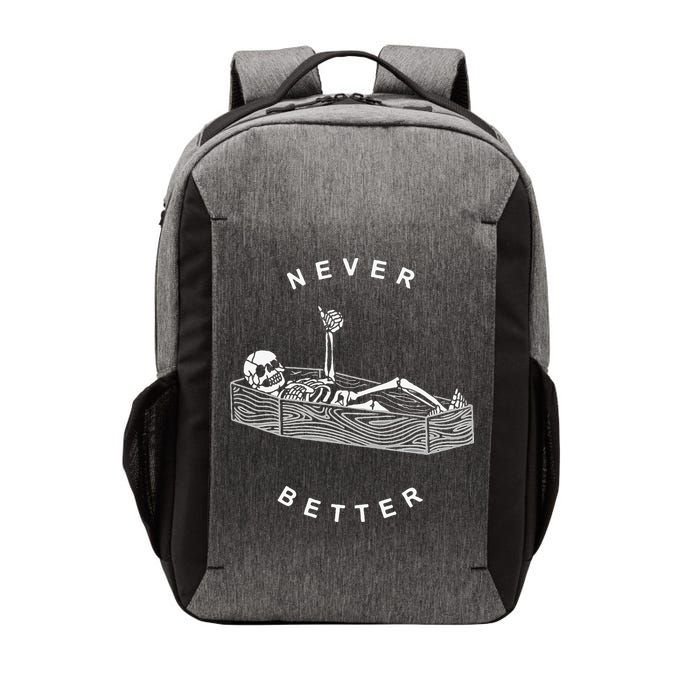 Never Better Skull Skeleton In The Coffin Halloween Vector Backpack