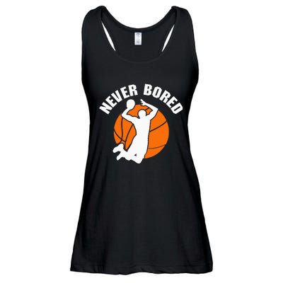 Never Bored Shoot Hoop Basketball Game Dribbling Ladies Essential Flowy Tank