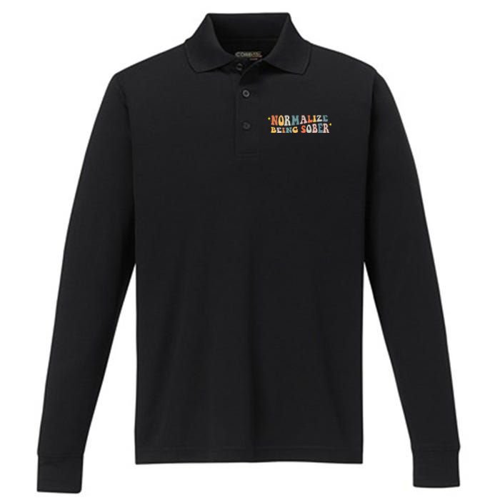 Normalize Being Sober Sobriety Addiction Recovery Motivation Performance Long Sleeve Polo