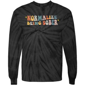 Normalize Being Sober Sobriety Addiction Recovery Motivation Tie-Dye Long Sleeve Shirt