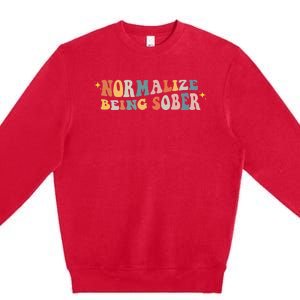 Normalize Being Sober Sobriety Addiction Recovery Motivation Premium Crewneck Sweatshirt