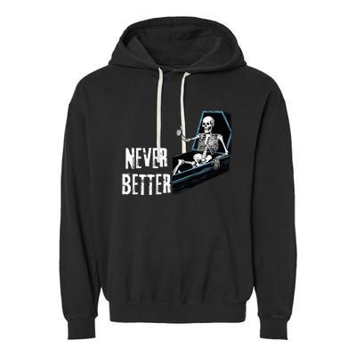 Never Better Skeleton Skull Garment-Dyed Fleece Hoodie