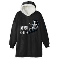 Never Better Skeleton Skull Hooded Wearable Blanket